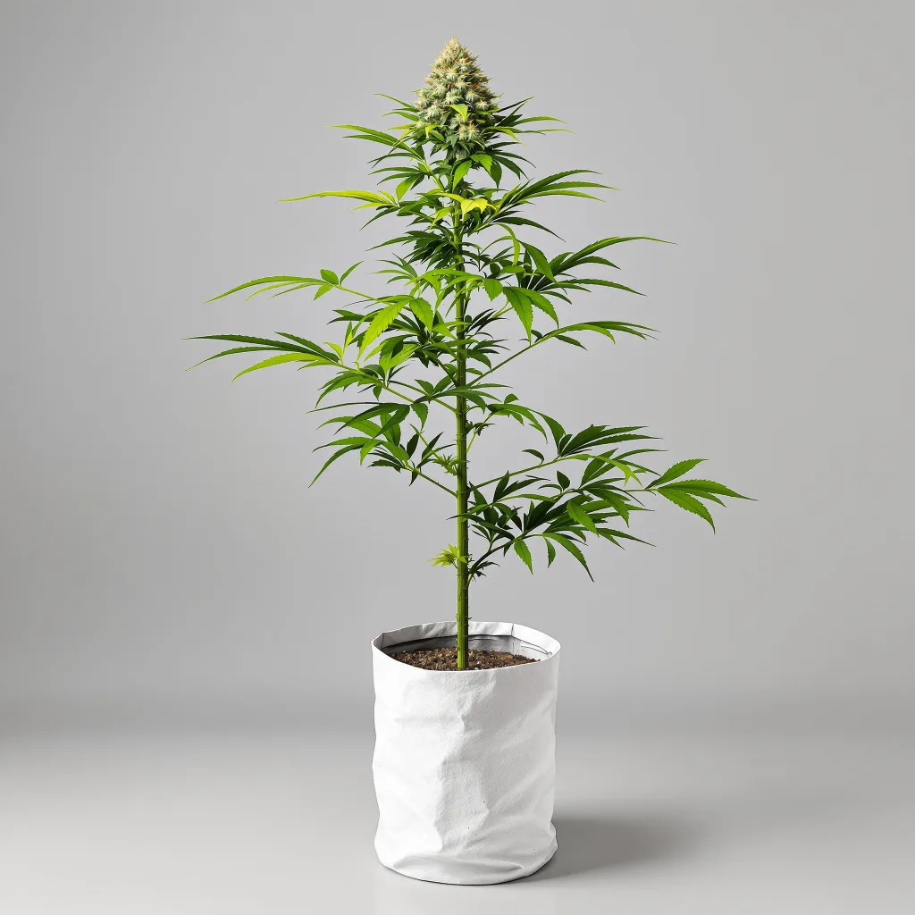 Space Queen Cannabisblüte Nahaufnahme mit ausgewogene Blütenstruktur mit eisigen Trichomen