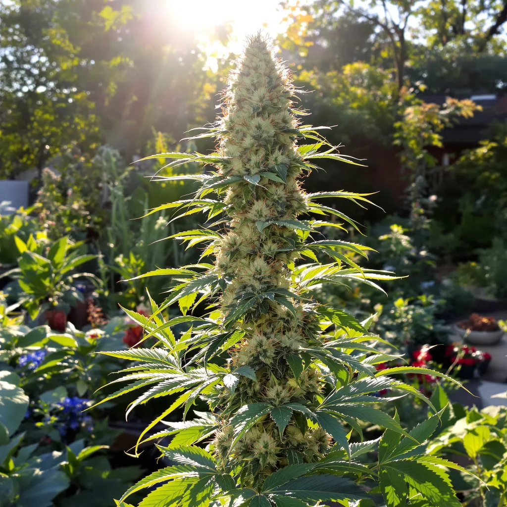 Space Queen 50% Indica / 50% Sativa — Blüte mit sichtbaren Trichomen