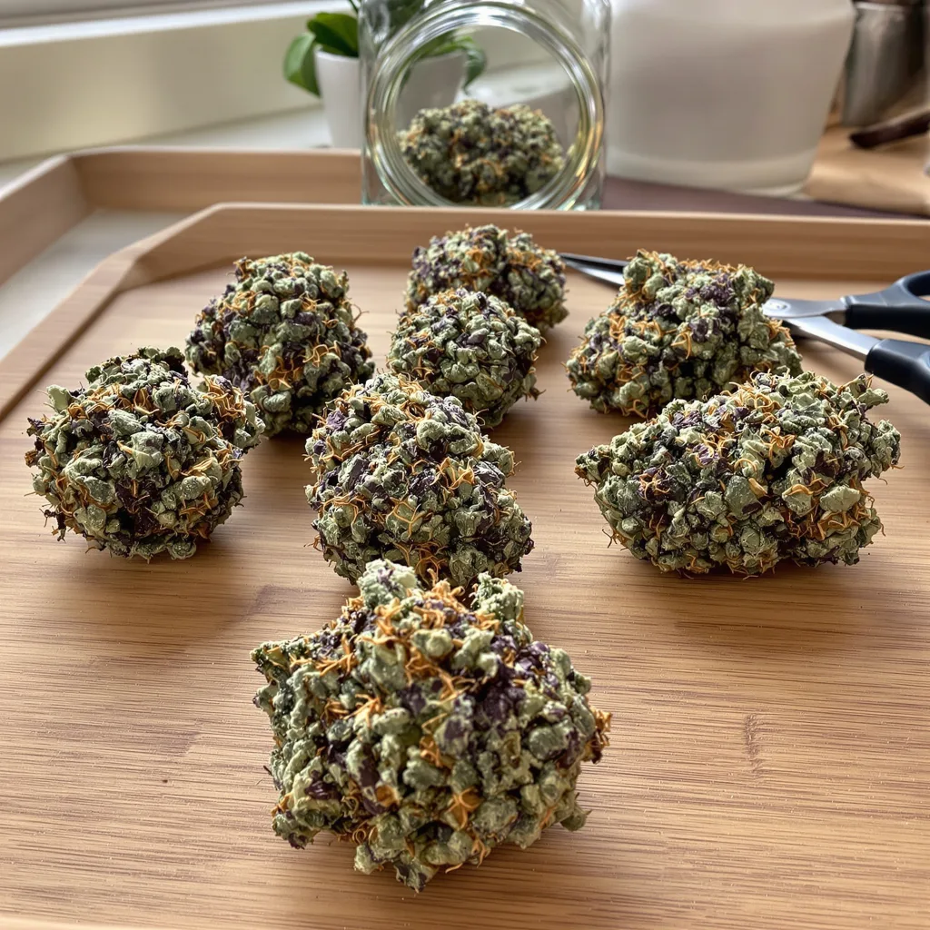 Star Killer 66% Indica / 34% Sativa — Blüte mit sichtbaren Trichomen