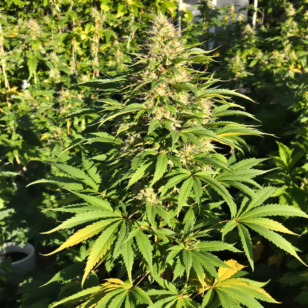 Star Killer 66% Indica / 34% Sativa — Blüte mit sichtbaren Trichomen