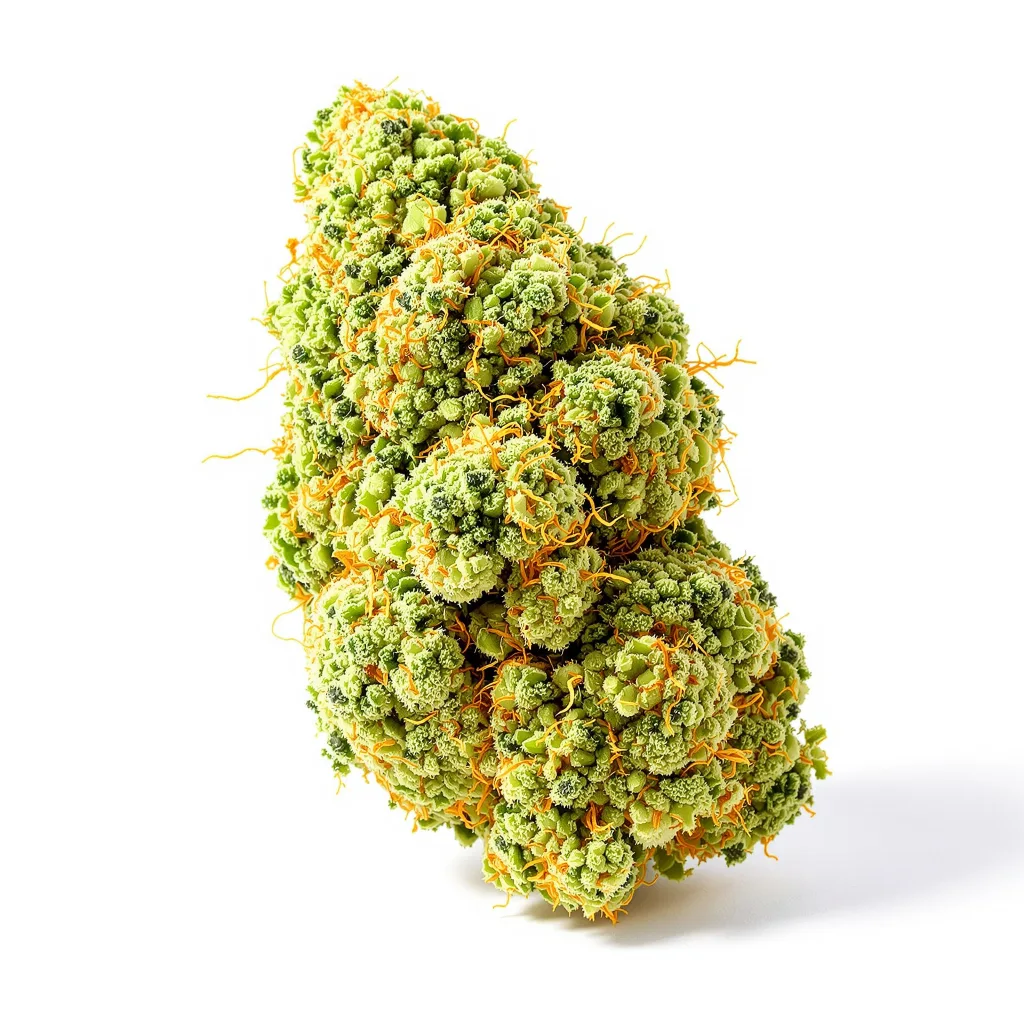 Stardawg 13% Indica / 87% Sativa — Blüte mit sichtbaren Trichomen