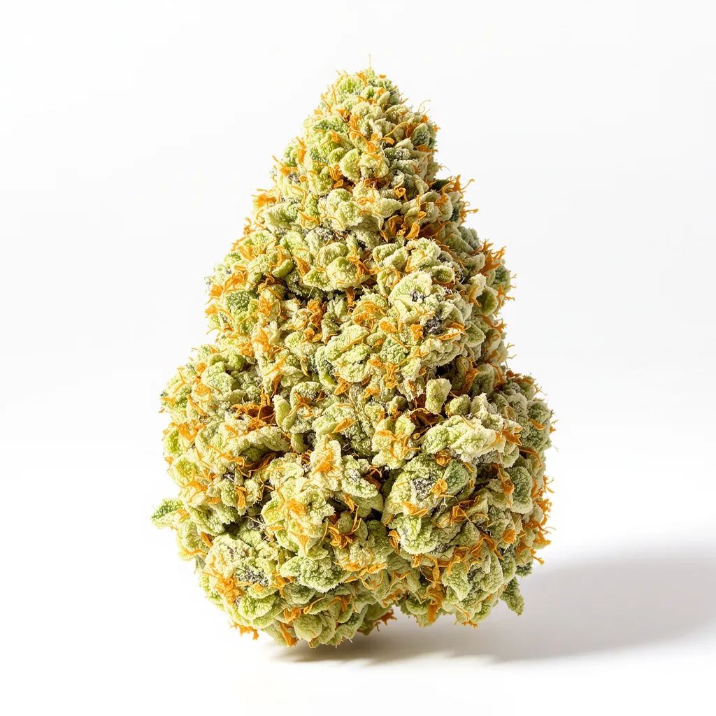 Stephen Hawking Kush CBD 49% Indica / 51% Sativa — Blüte mit sichtbaren Trichomen