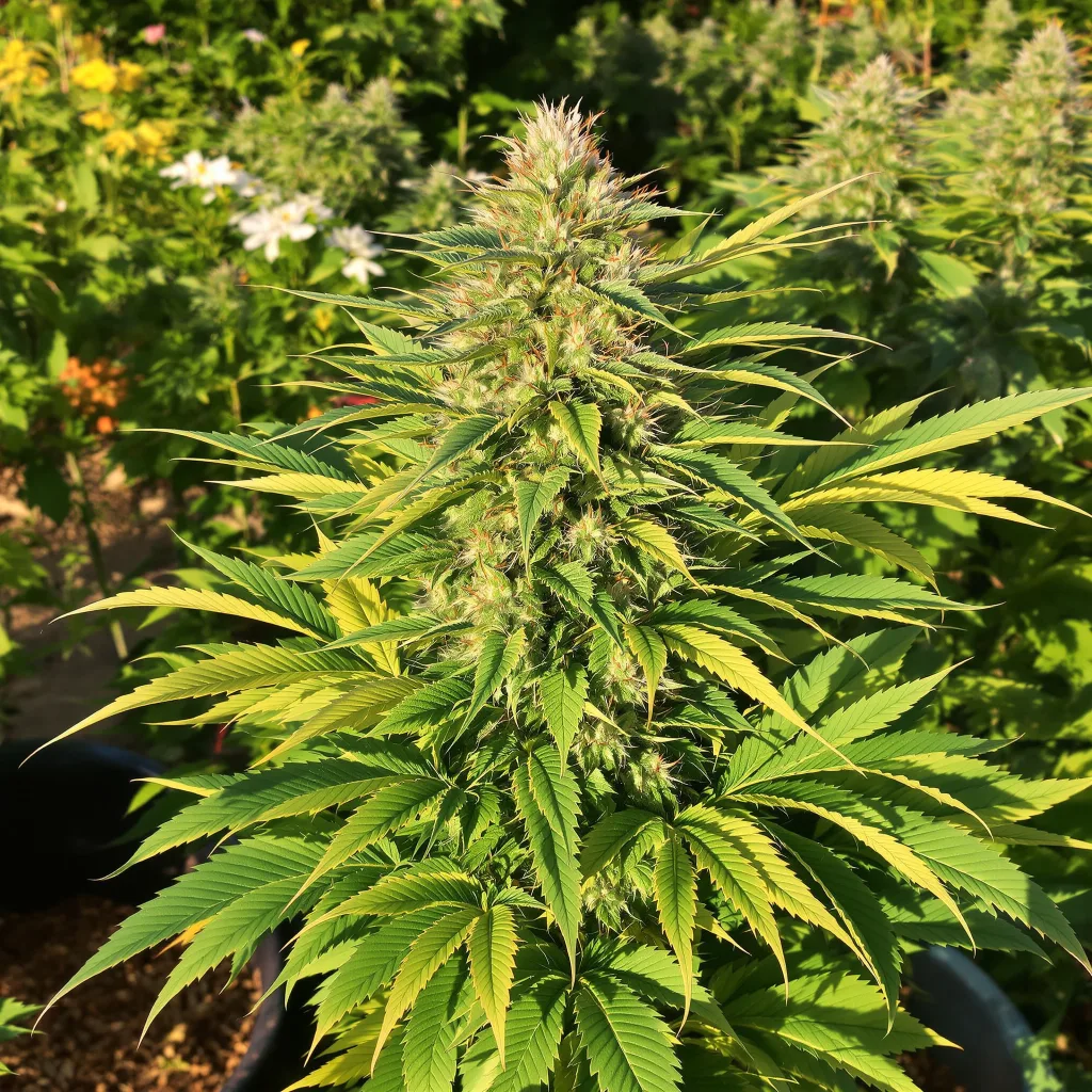Strawberry Banana 85% Indica / 15% Sativa — Blüte mit sichtbaren Trichomen