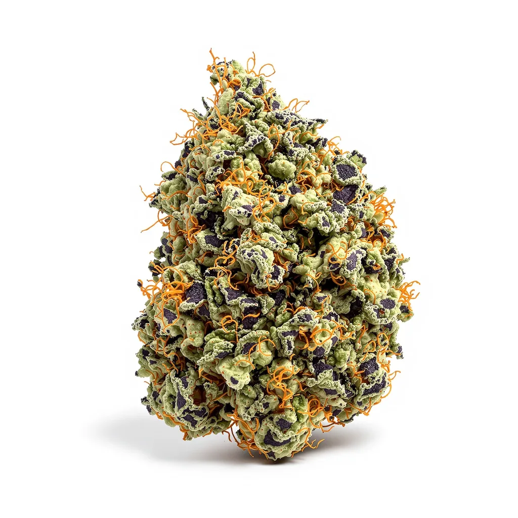 Strawberry Banana 85% Indica / 15% Sativa — Blüte mit sichtbaren Trichomen