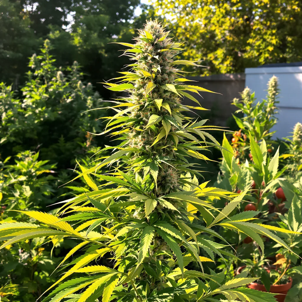 Strawberry 5% Indica / 95% Sativa — Blüte mit sichtbaren Trichomen