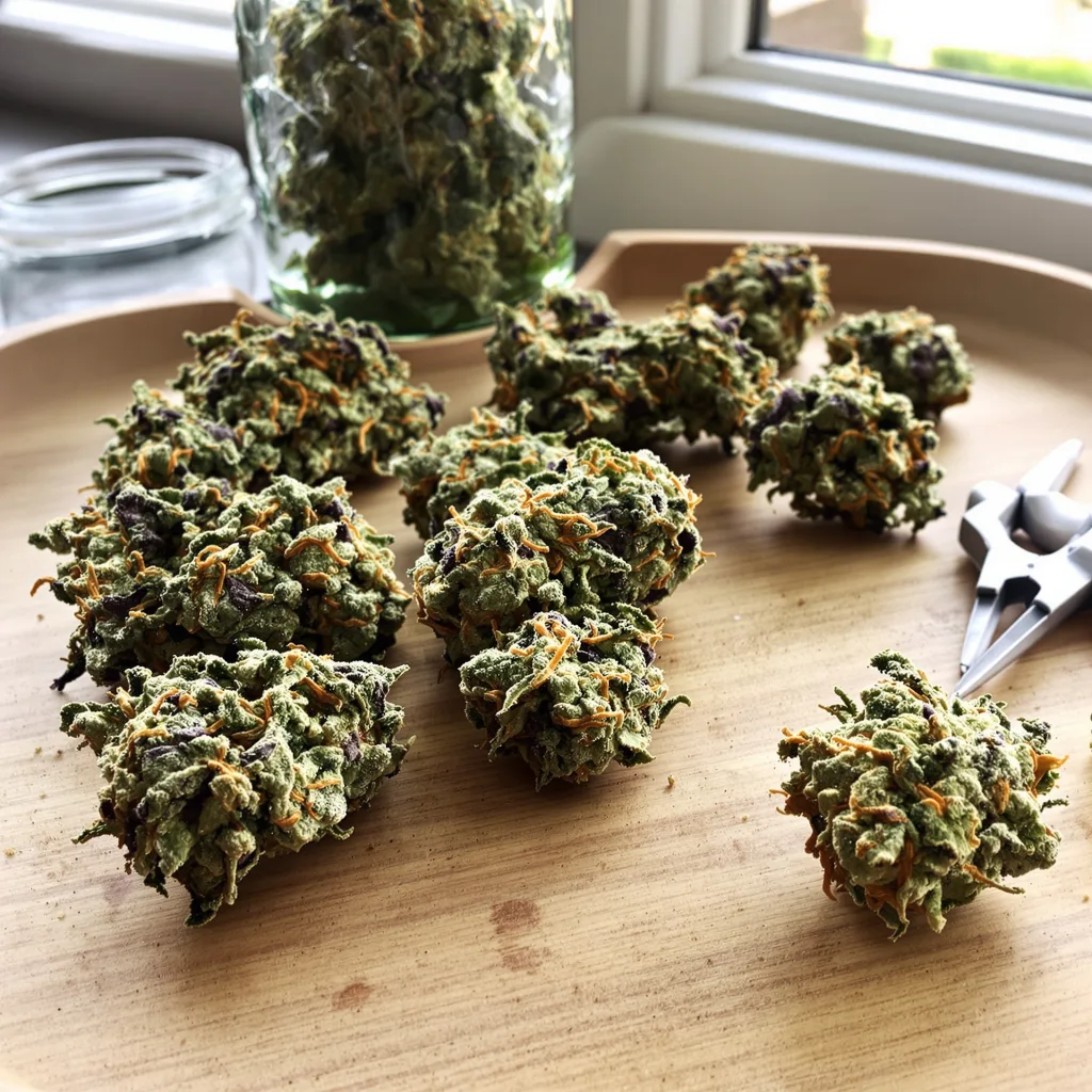 Strawberry Fields 60% Indica / 40% Sativa — Blüte mit sichtbaren Trichomen