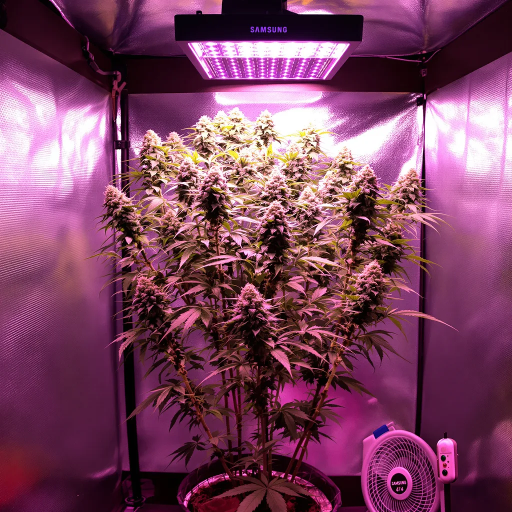Strawberry Fields 60% Indica / 40% Sativa — Blüte mit sichtbaren Trichomen