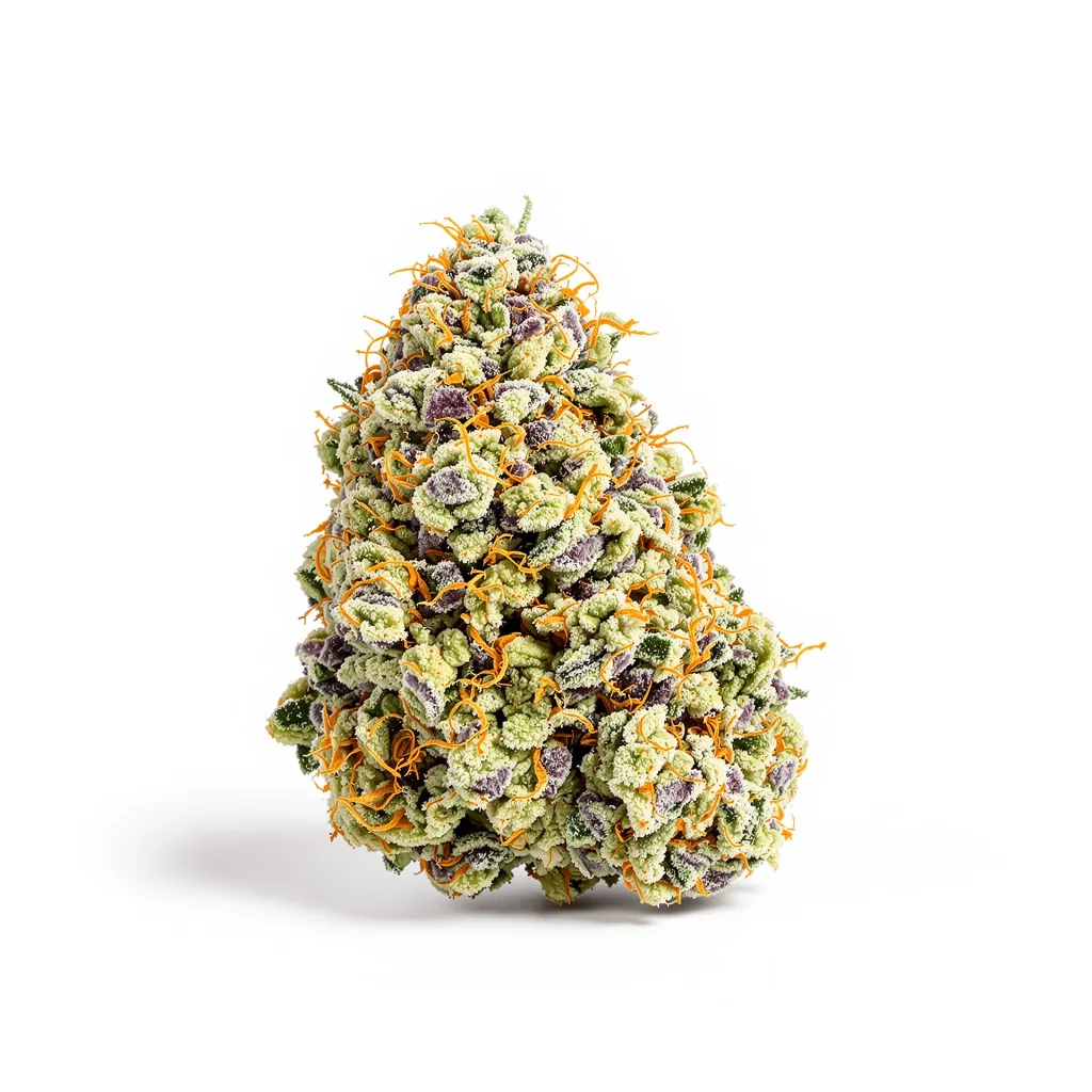 Strawberry Fields 60% Indica / 40% Sativa — Blüte mit sichtbaren Trichomen