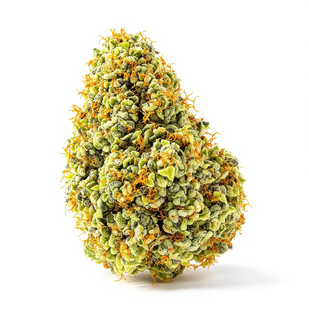Strawberry Haze 25% Indica / 75% Sativa — Blüte mit sichtbaren Trichomen