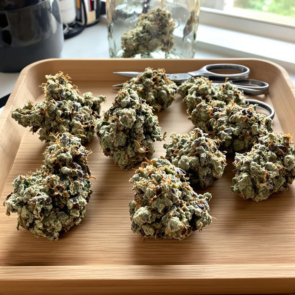 Strawberry Lemonade 40% Indica / 60% Sativa — Blüte mit sichtbaren Trichomen