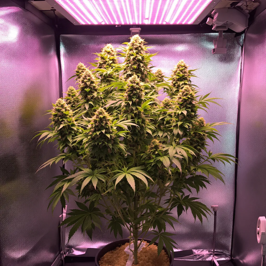 Strawberry Lemonade 40% Indica / 60% Sativa — Blüte mit sichtbaren Trichomen