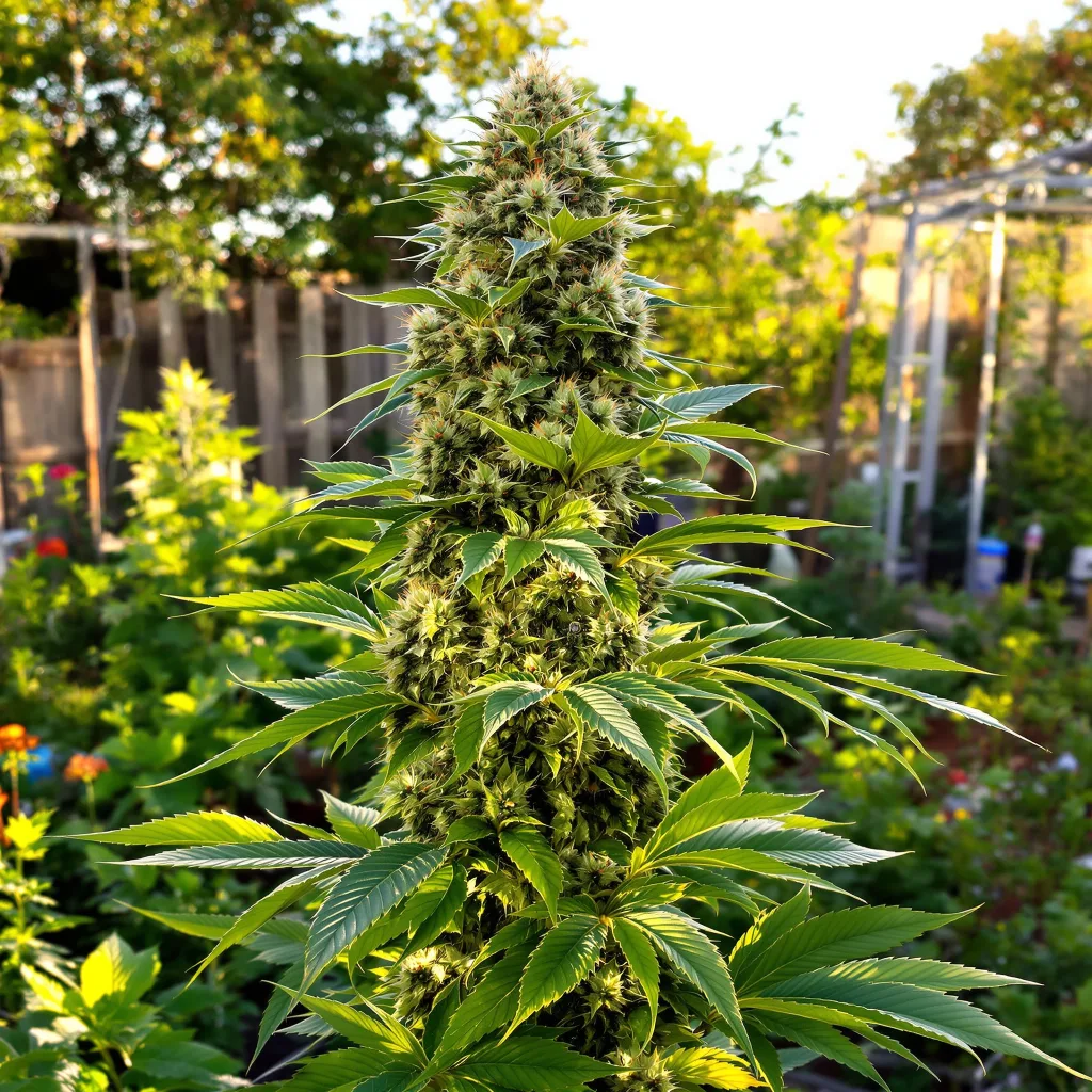 Strawberry Lemonade 40% Indica / 60% Sativa — Blüte mit sichtbaren Trichomen