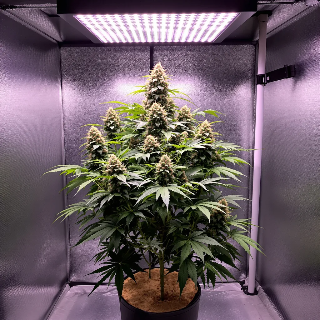 Sugar Mama 81% Indica / 19% Sativa — Blüte mit sichtbaren Trichomen