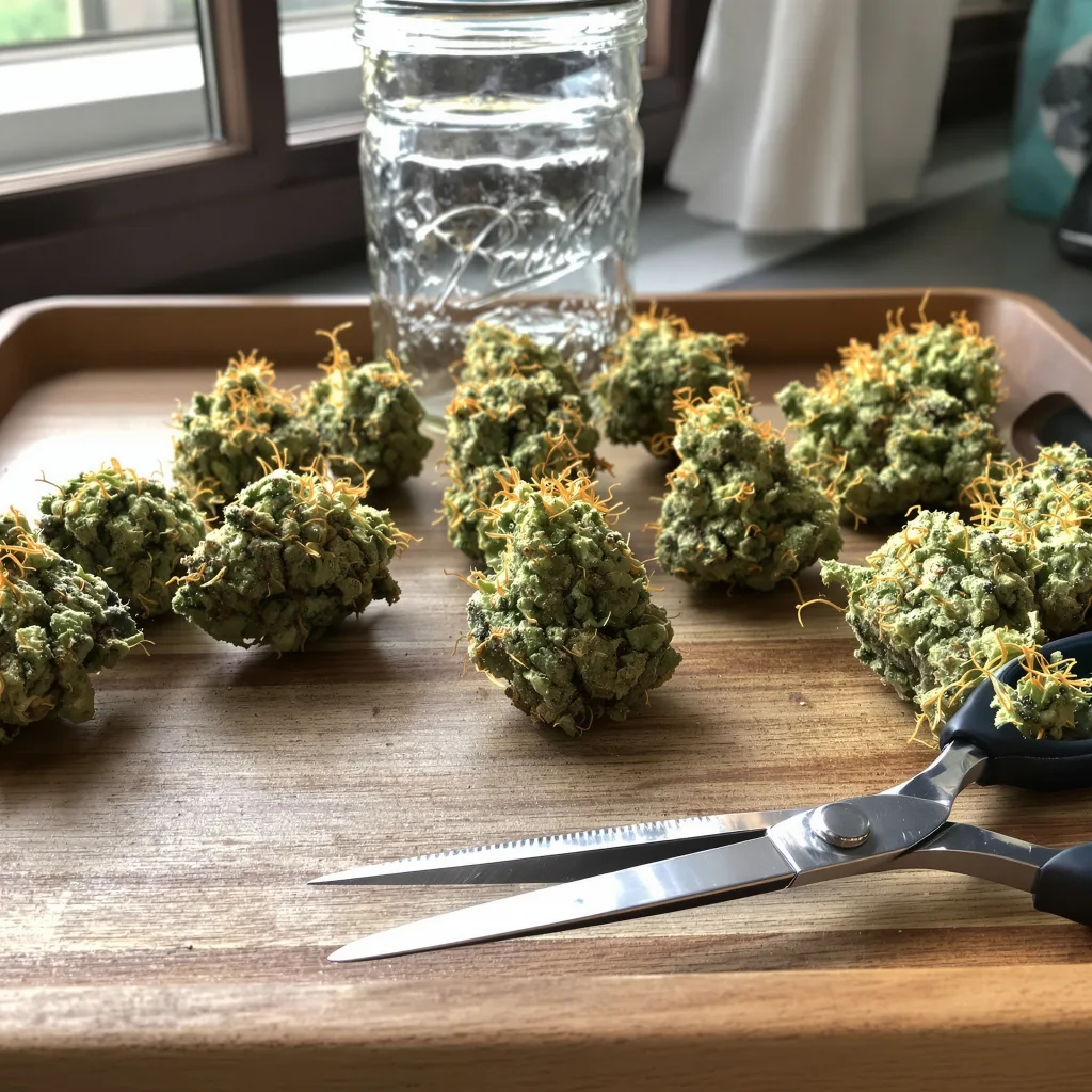 Super Green Crack 24% Indica / 76% Sativa — Blüte mit sichtbaren Trichomen