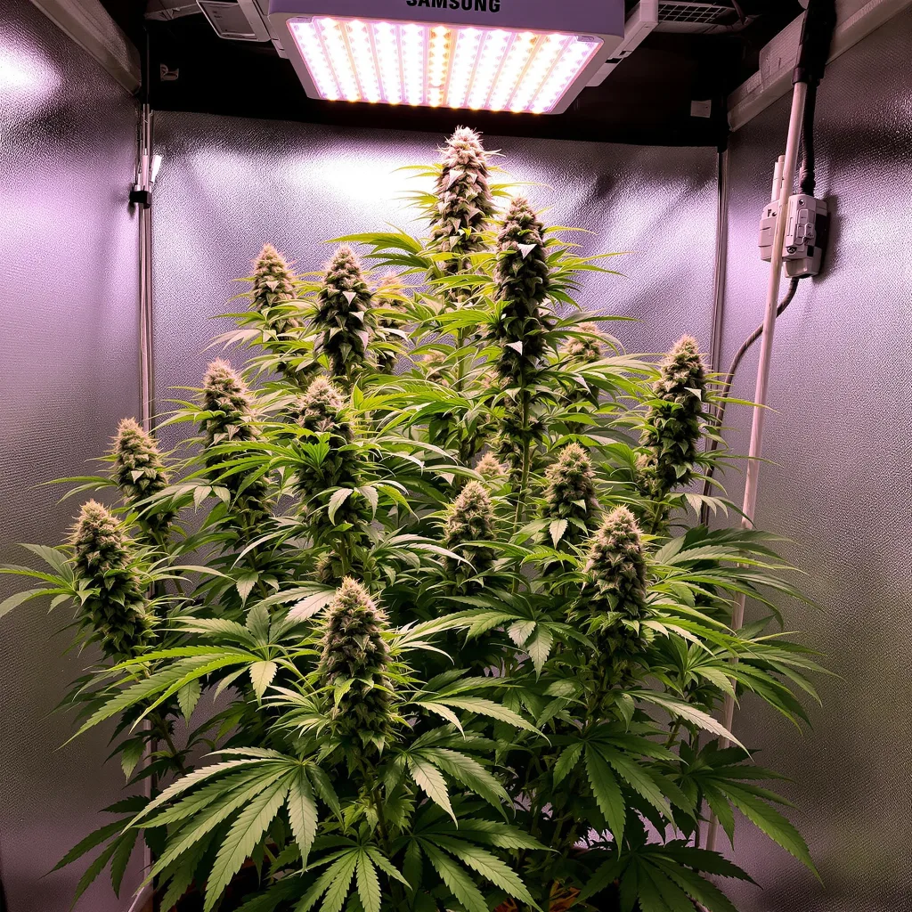 Super Green Crack 24% Indica / 76% Sativa — Blüte mit sichtbaren Trichomen