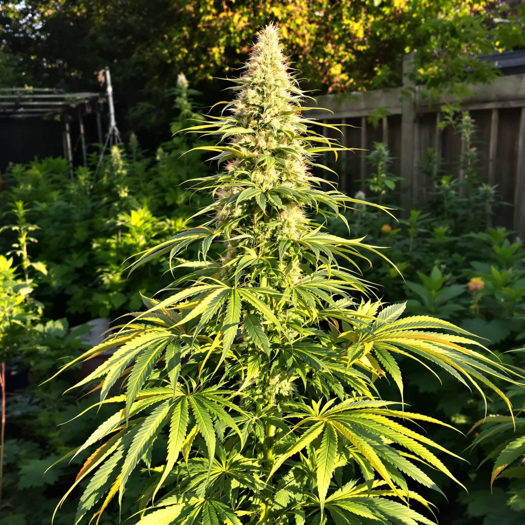 Super Lemon Haze 14% Indica / 86% Sativa — Blüte mit sichtbaren Trichomen
