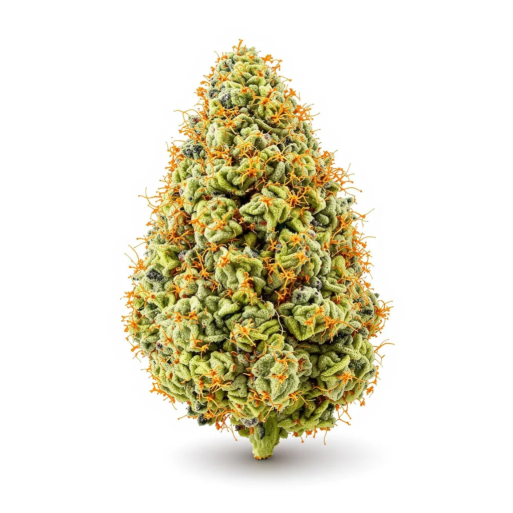 Sweet Cheese 17% Indica / 83% Sativa — Blüte mit sichtbaren Trichomen