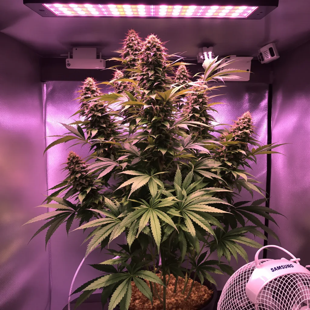 Sweet Deep Grapefruit 70% Indica / 30% Sativa — Blüte mit sichtbaren Trichomen