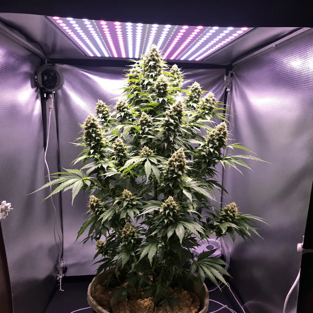 Sweet Nina 54% Indica / 46% Sativa — Blüte mit sichtbaren Trichomen