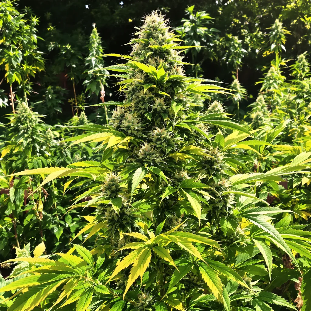 Sweet Nina 54% Indica / 46% Sativa — Blüte mit sichtbaren Trichomen