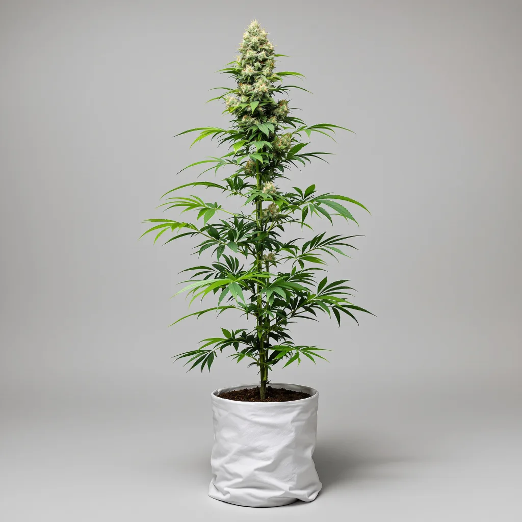 Sweet Pebbles Cannabisblüte Nahaufnahme mit ausgewogene Blütenstruktur mit eisigen Trichomen