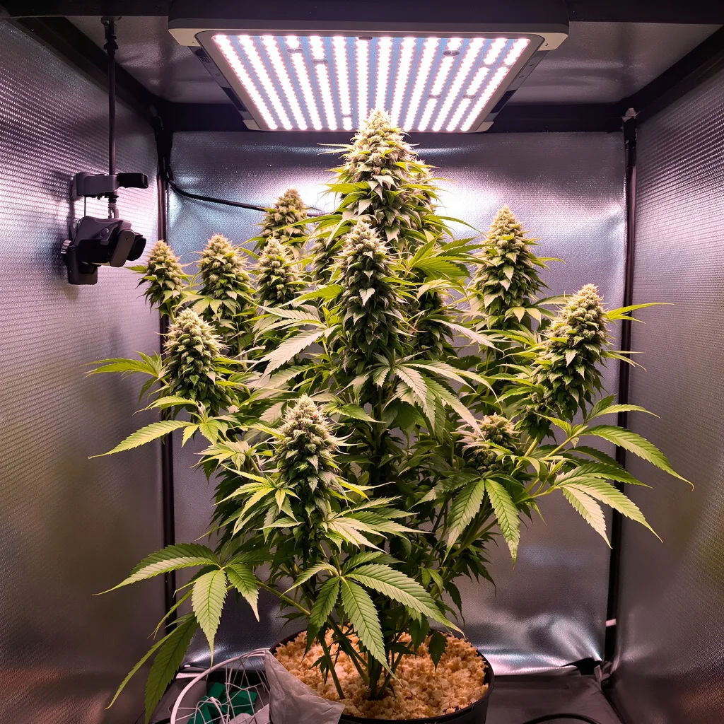 Sweet Pebbles 49% Indica / 51% Sativa — Blüte mit sichtbaren Trichomen