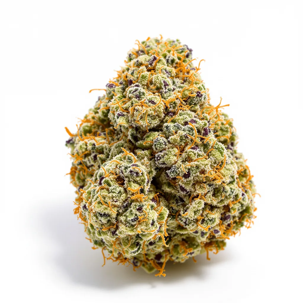 Sweet Pebbles 49% Indica / 51% Sativa — Blüte mit sichtbaren Trichomen