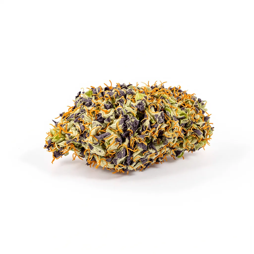 Tahoe Hydro OG 76% Indica / 24% Sativa — Blüte mit sichtbaren Trichomen