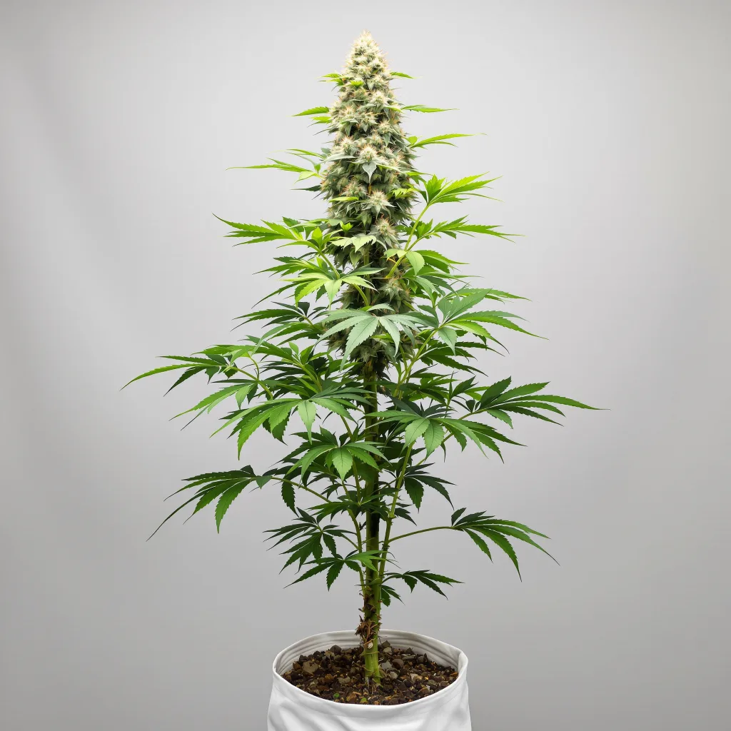 Tahoe OG Cannabisblüte Nahaufnahme mit ausgewogene Blütenstruktur mit eisigen Trichomen
