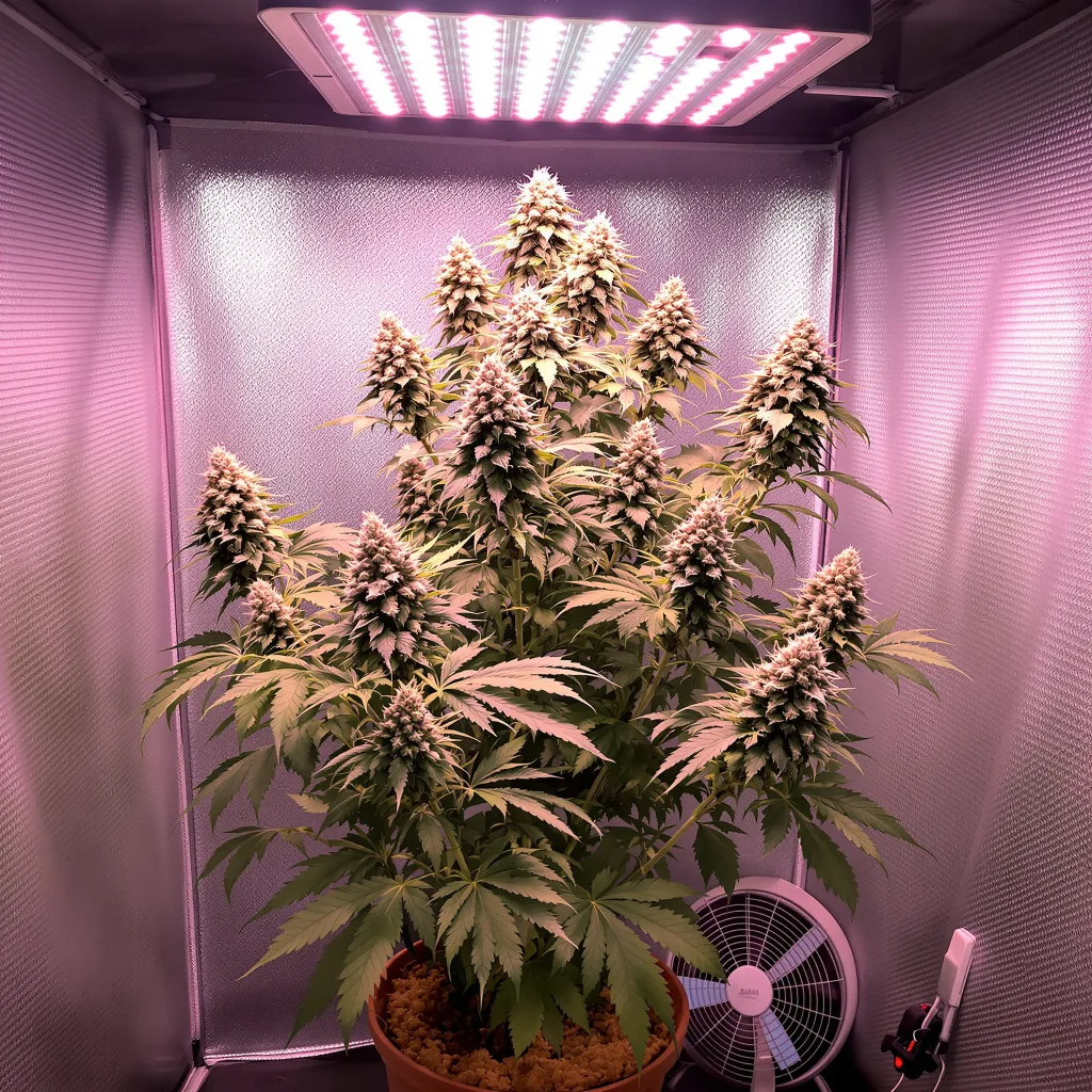 Tangerine Haze 40% Indica / 60% Sativa — Blüte mit sichtbaren Trichomen