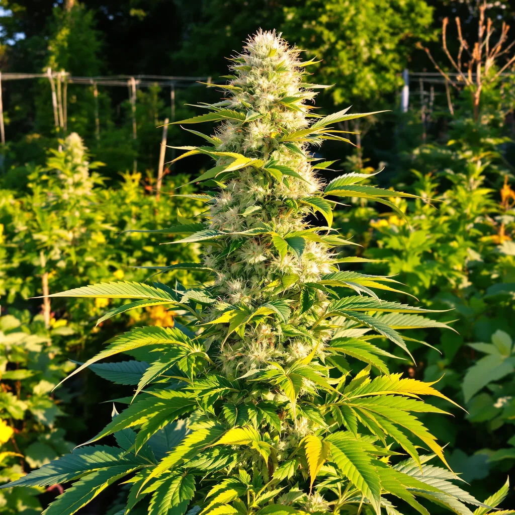 Tangerine Haze 40% Indica / 60% Sativa — Blüte mit sichtbaren Trichomen