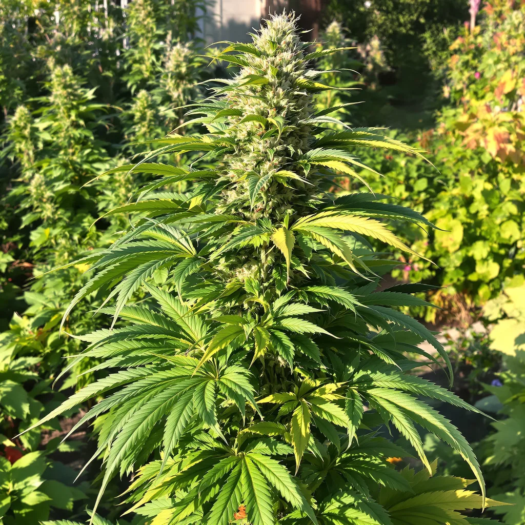 Tangerine Kush 70% Indica / 30% Sativa — Blüte mit sichtbaren Trichomen