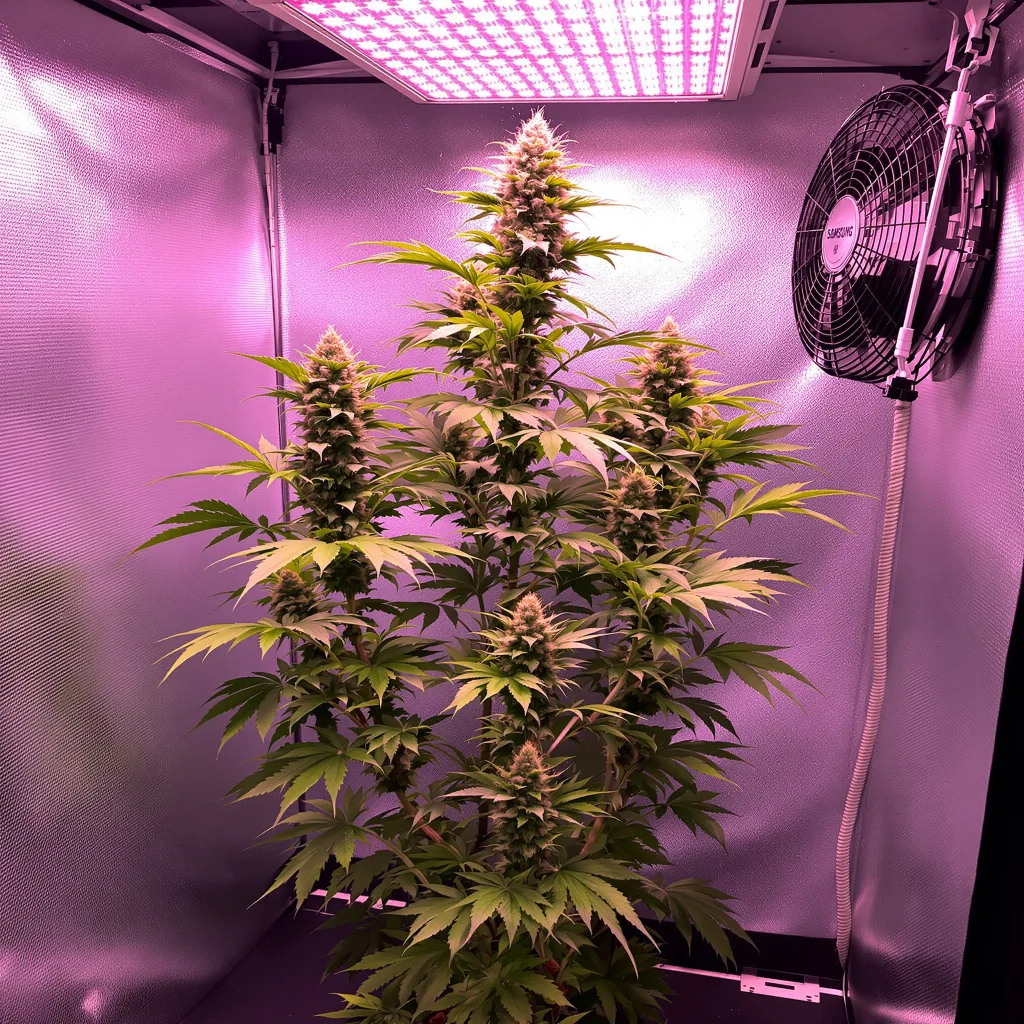 Tangerine Power 50% Indica / 75% Sativa — Blüte mit sichtbaren Trichomen