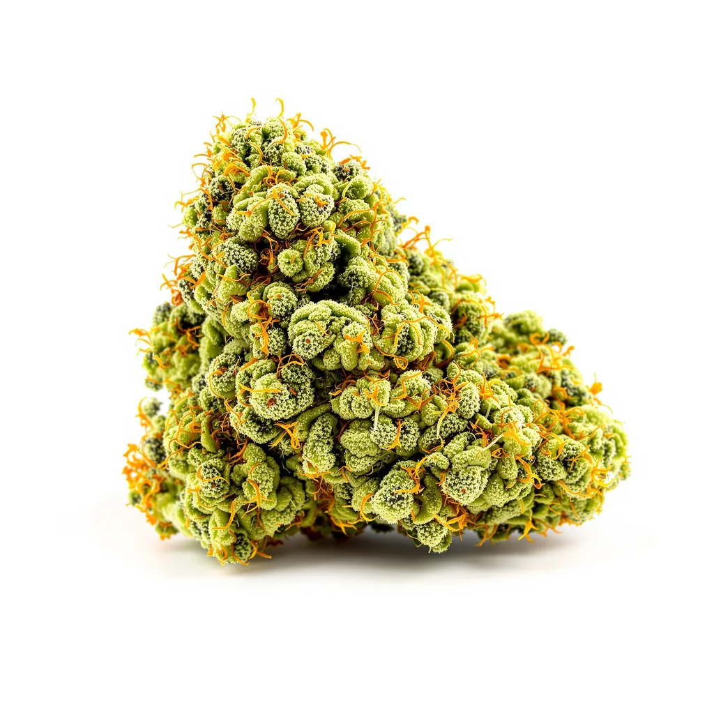 Tangerine Power 50% Indica / 75% Sativa — Blüte mit sichtbaren Trichomen
