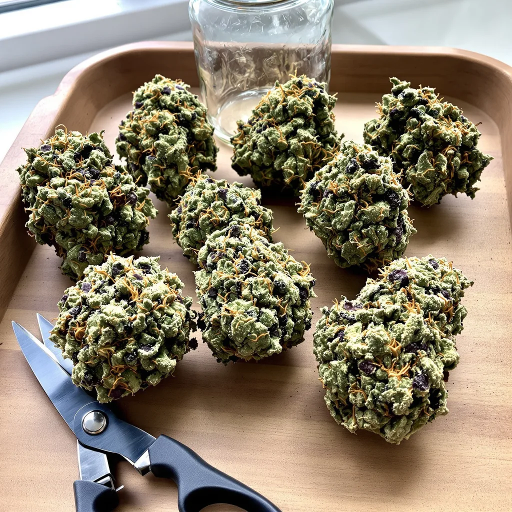Tangie Dream Book 36% Indica / 64% Sativa — Blüte mit sichtbaren Trichomen
