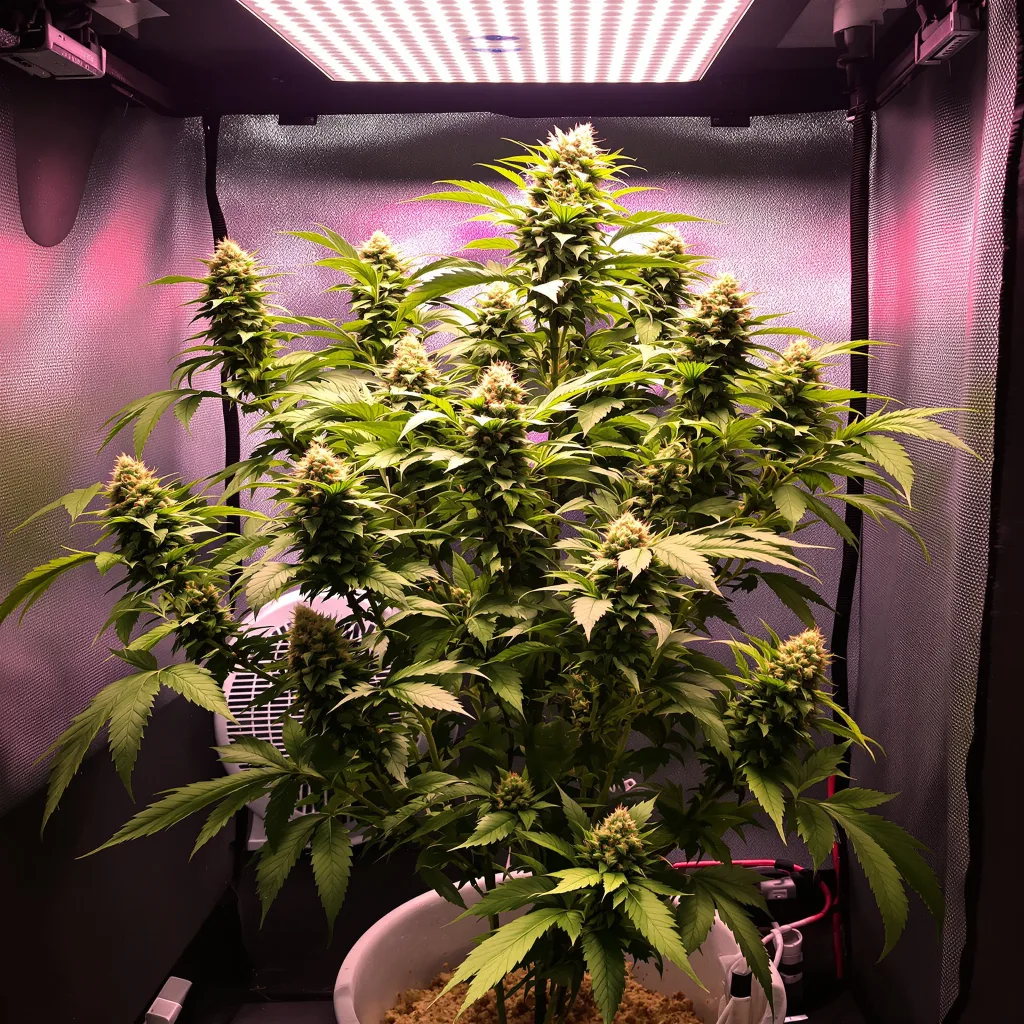 Tangie Dream Book 36% Indica / 64% Sativa — Blüte mit sichtbaren Trichomen