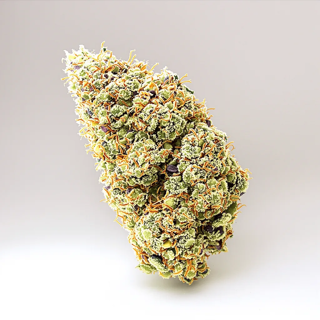 Tangie Dream Book 36% Indica / 64% Sativa — Blüte mit sichtbaren Trichomen