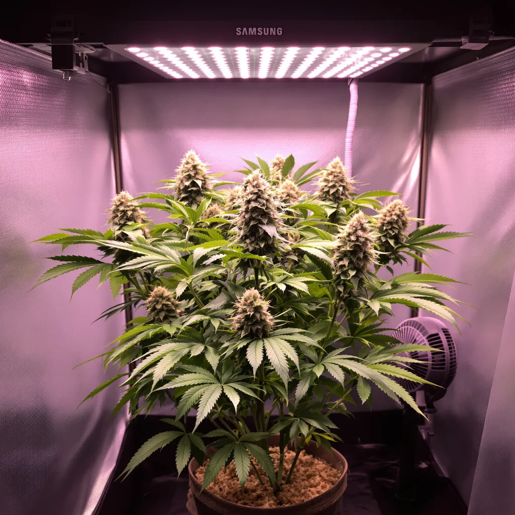 The OX 83% Indica / 17% Sativa — Blüte mit sichtbaren Trichomen