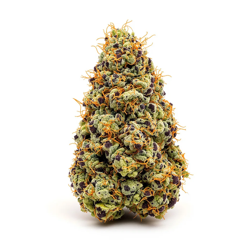 The OX 83% Indica / 17% Sativa — Blüte mit sichtbaren Trichomen