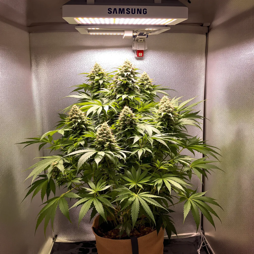 The Sister 77% Indica / 23% Sativa — Blüte mit sichtbaren Trichomen