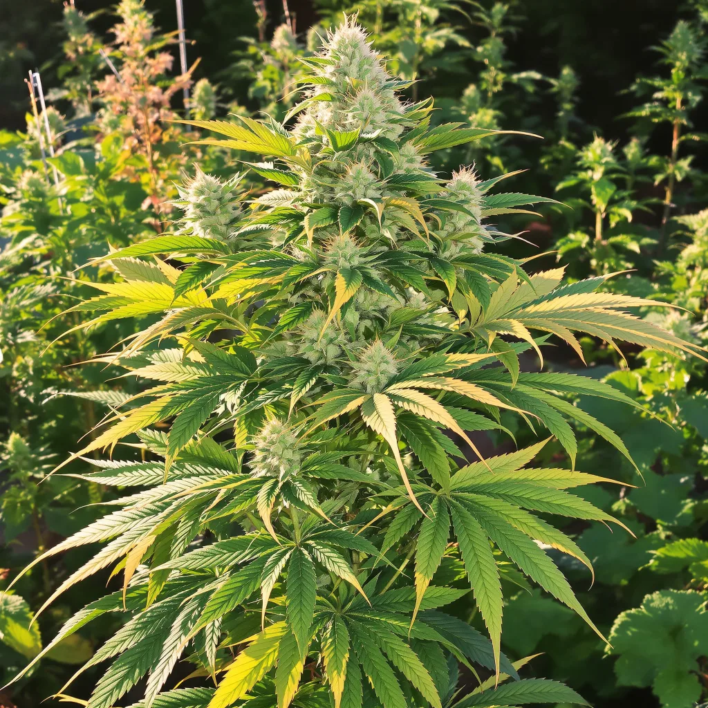 The Sister 77% Indica / 23% Sativa — Blüte mit sichtbaren Trichomen