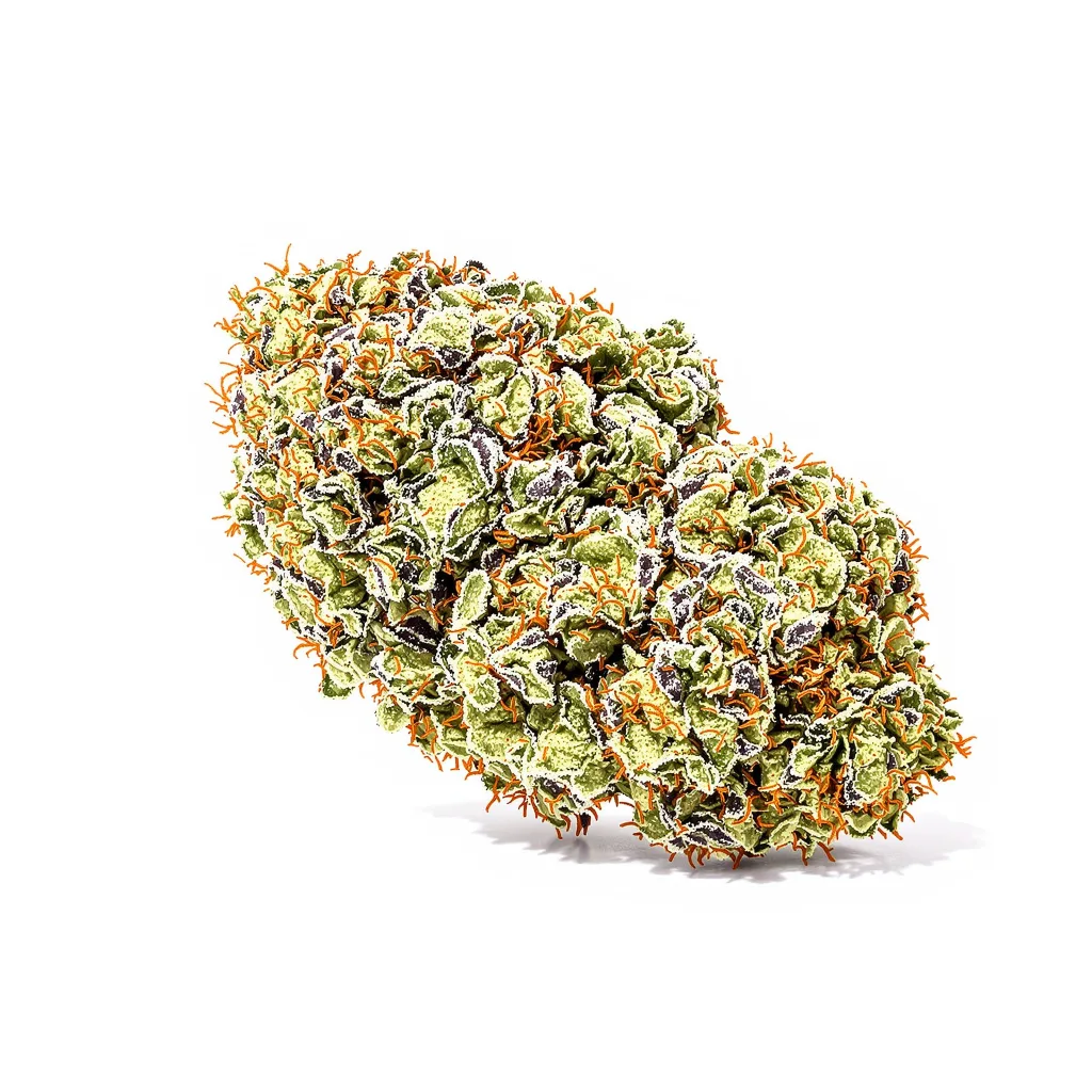 Tiger Woods 47% Indica / 53% Sativa — Blüte mit sichtbaren Trichomen