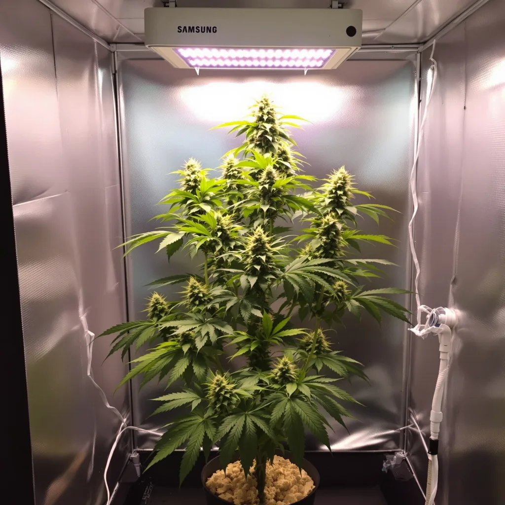 Timewreck 25% Indica / 75% Sativa — Blüte mit sichtbaren Trichomen