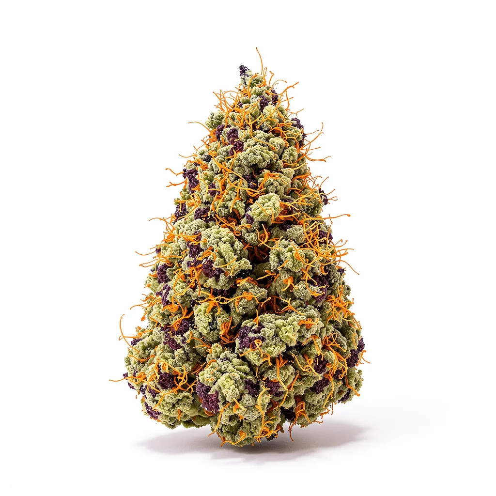 Tora Bora 100% Indica / 50% Sativa — Blüte mit sichtbaren Trichomen