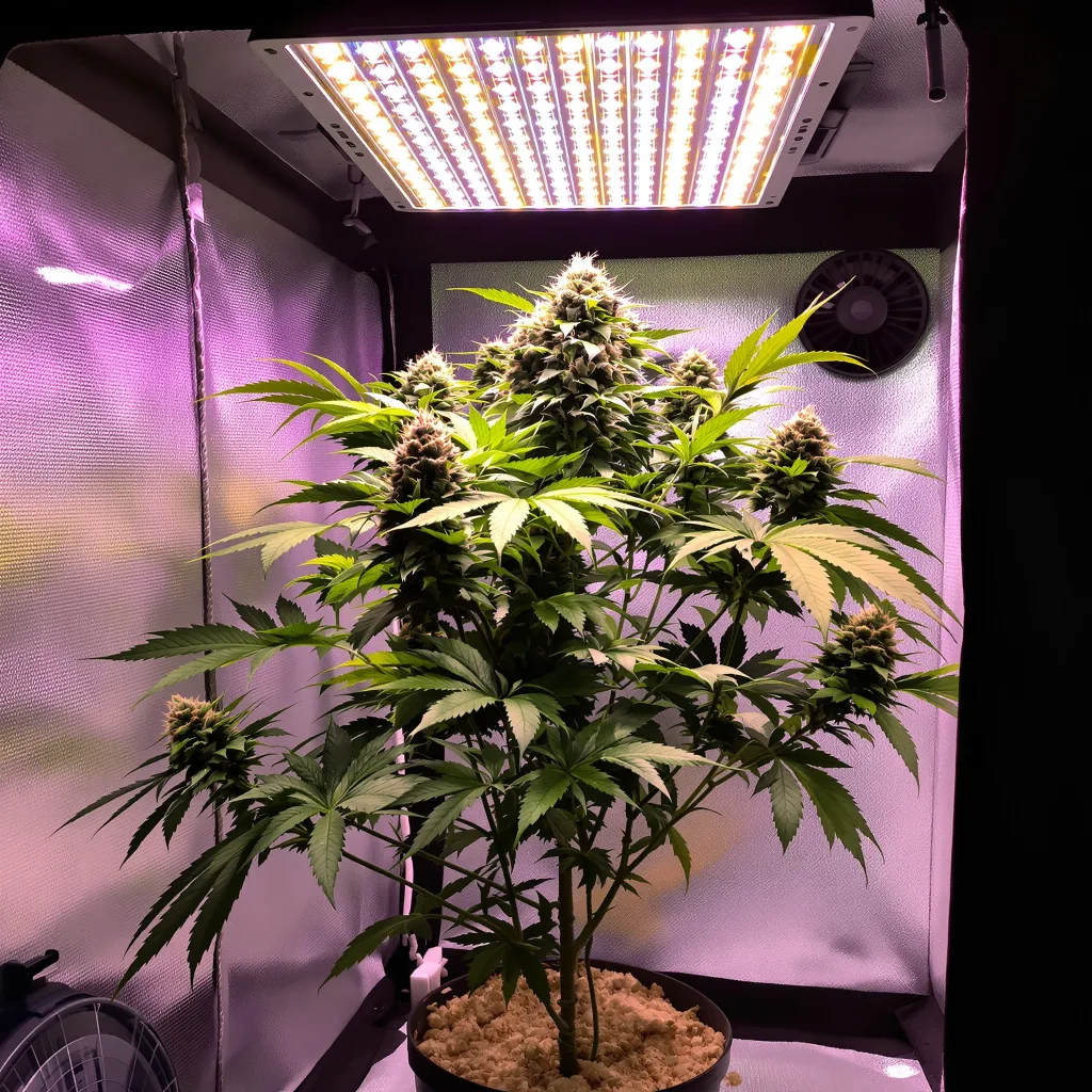 Training Day 66% Indica / 34% Sativa — Blüte mit sichtbaren Trichomen