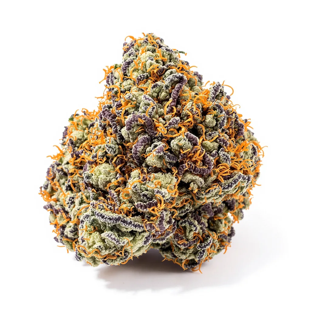 Triple Cheese 70% Indica / 30% Sativa — Blüte mit sichtbaren Trichomen