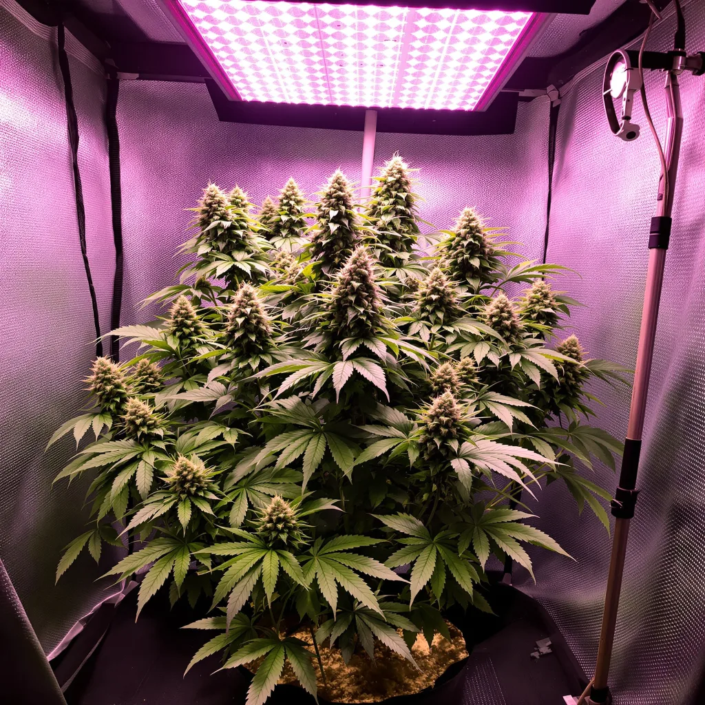 True OG 75% Indica / 25% Sativa — Blüte mit sichtbaren Trichomen