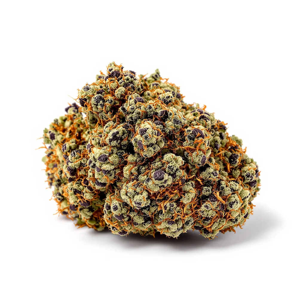 Tuna Kush 70% Indica / 30% Sativa — Blüte mit sichtbaren Trichomen