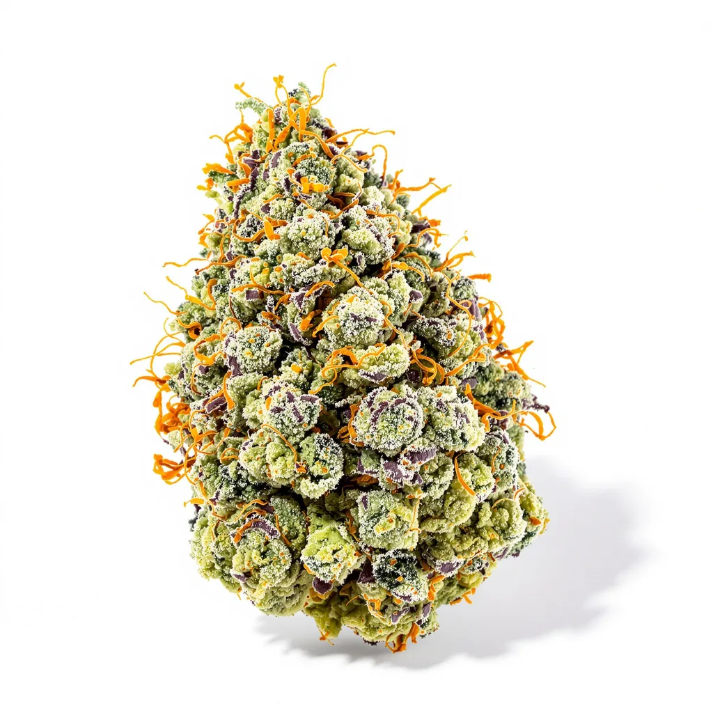 UK Cheese 40% Indica / 50% Sativa — Blüte mit sichtbaren Trichomen
