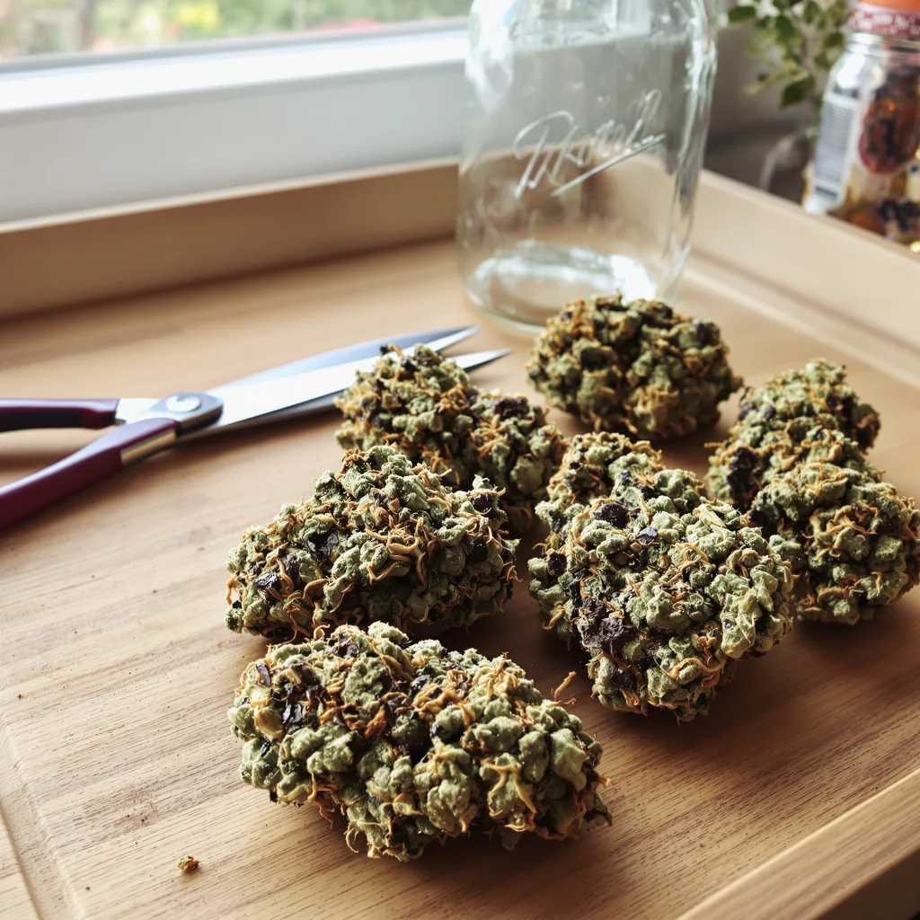 UW 80% Indica / 20% Sativa — Blüte mit sichtbaren Trichomen